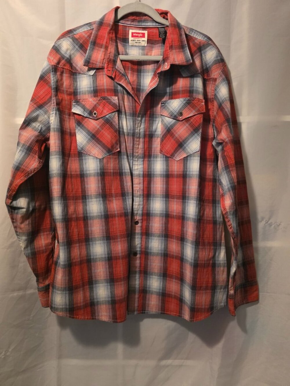 Men's Wrangler Plaid Button Down Shirt, Size 2XL